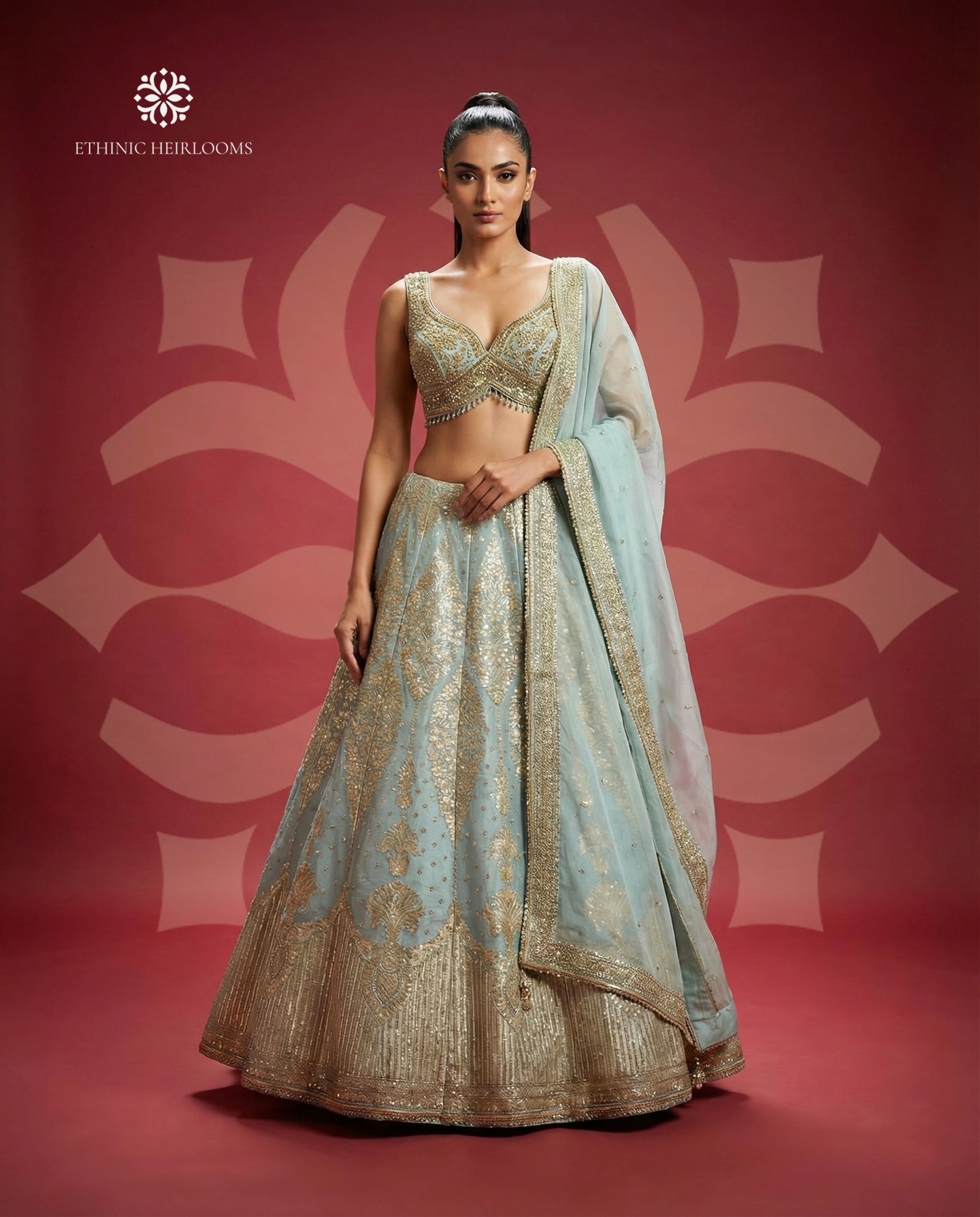 soft icy blue-lehanga