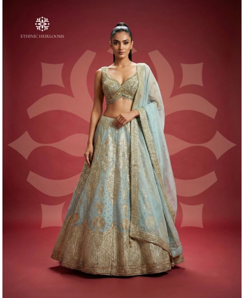 soft icy blue-lehanga
