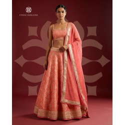 coral peach-Lehenga