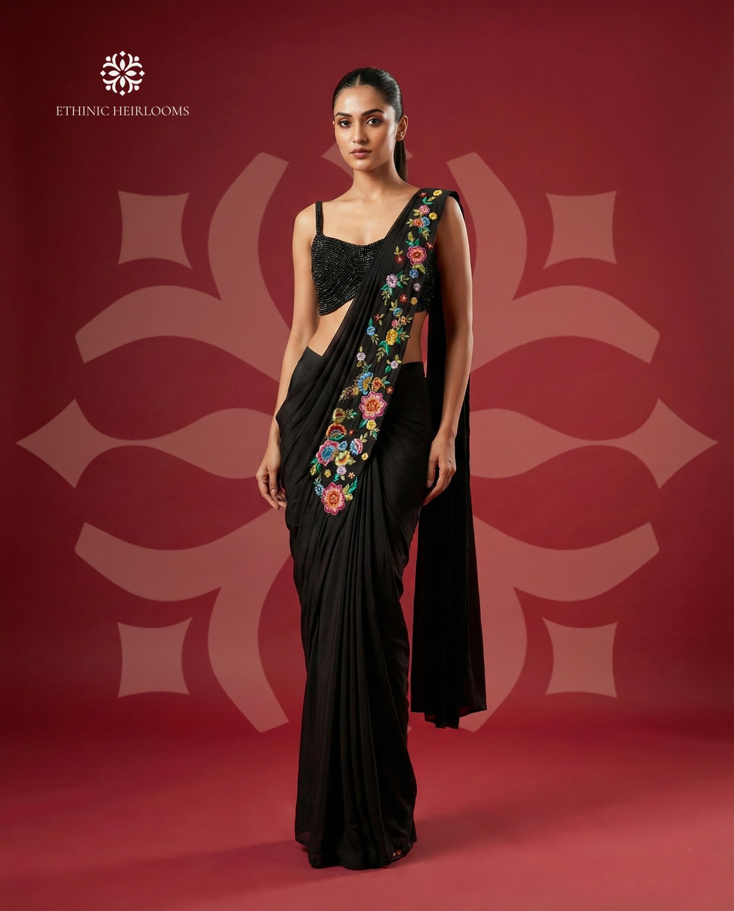 ready to wear saree-black