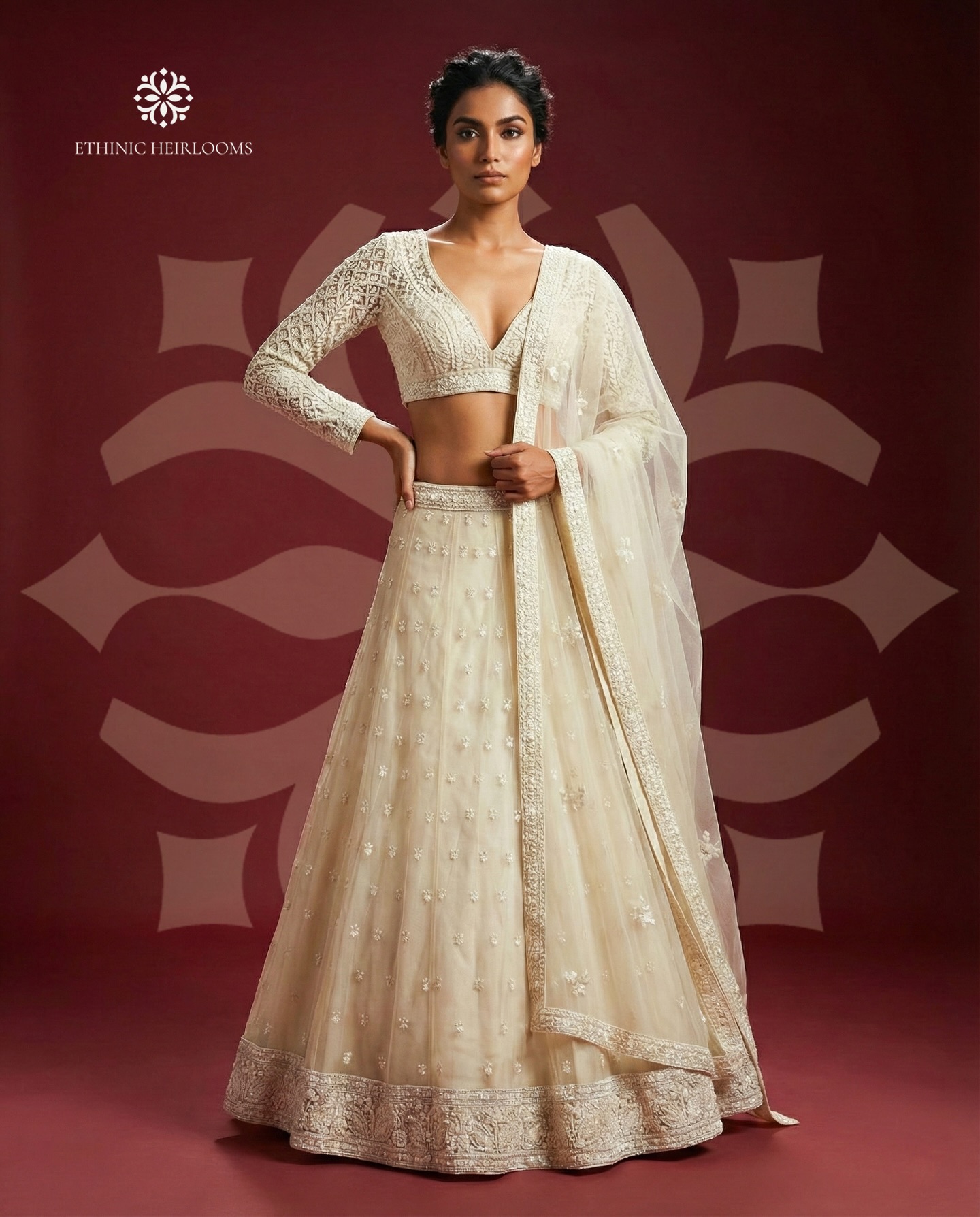 floral embroidery lehenga