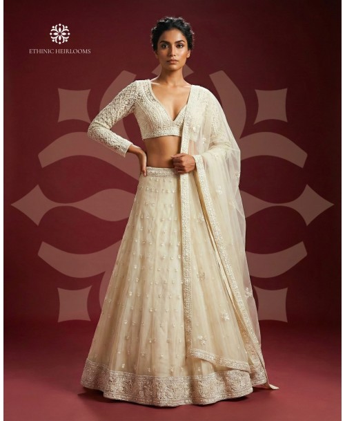 floral embroidery lehenga