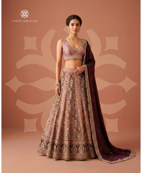 lehenga in rich wine