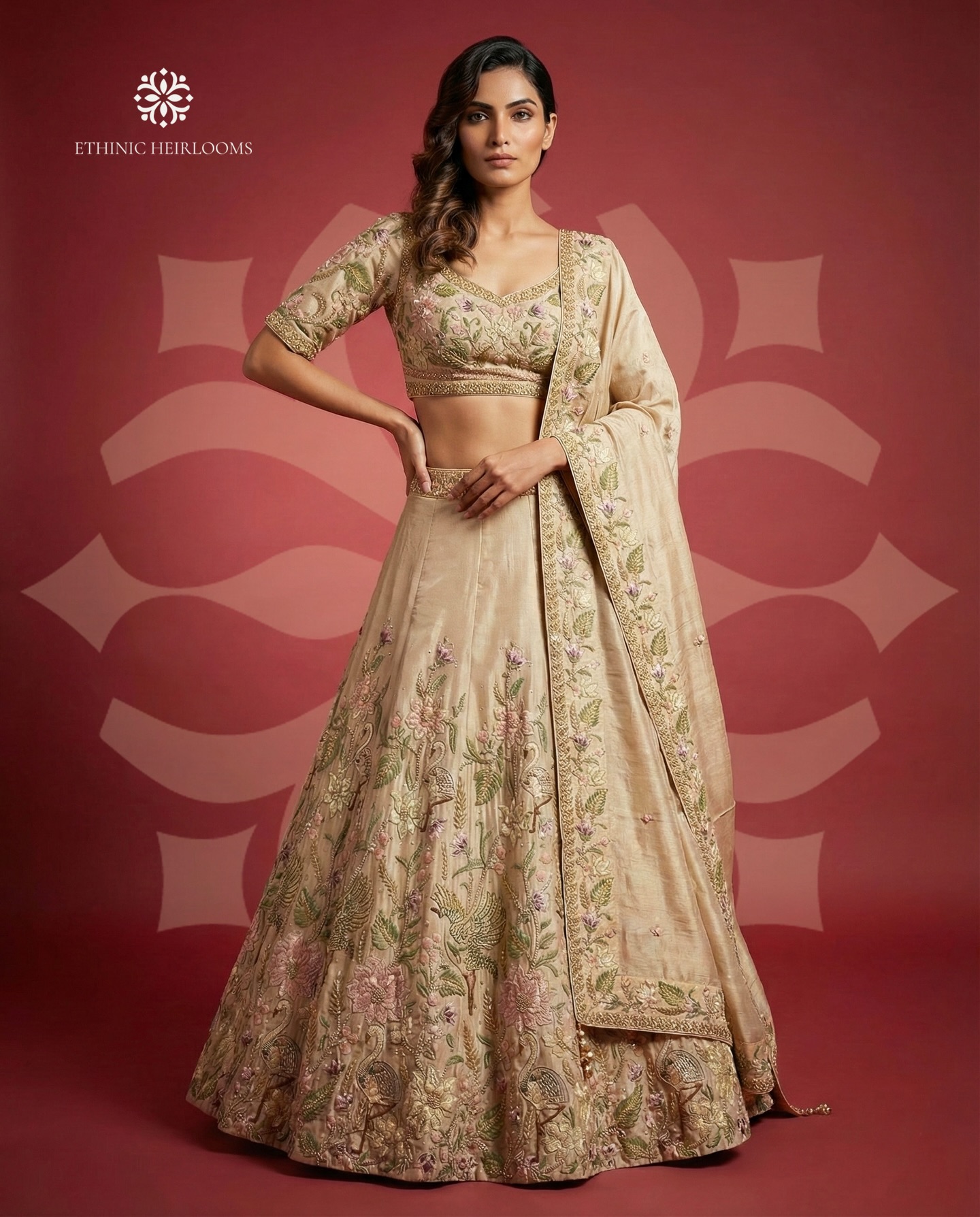 champagne lehenga
